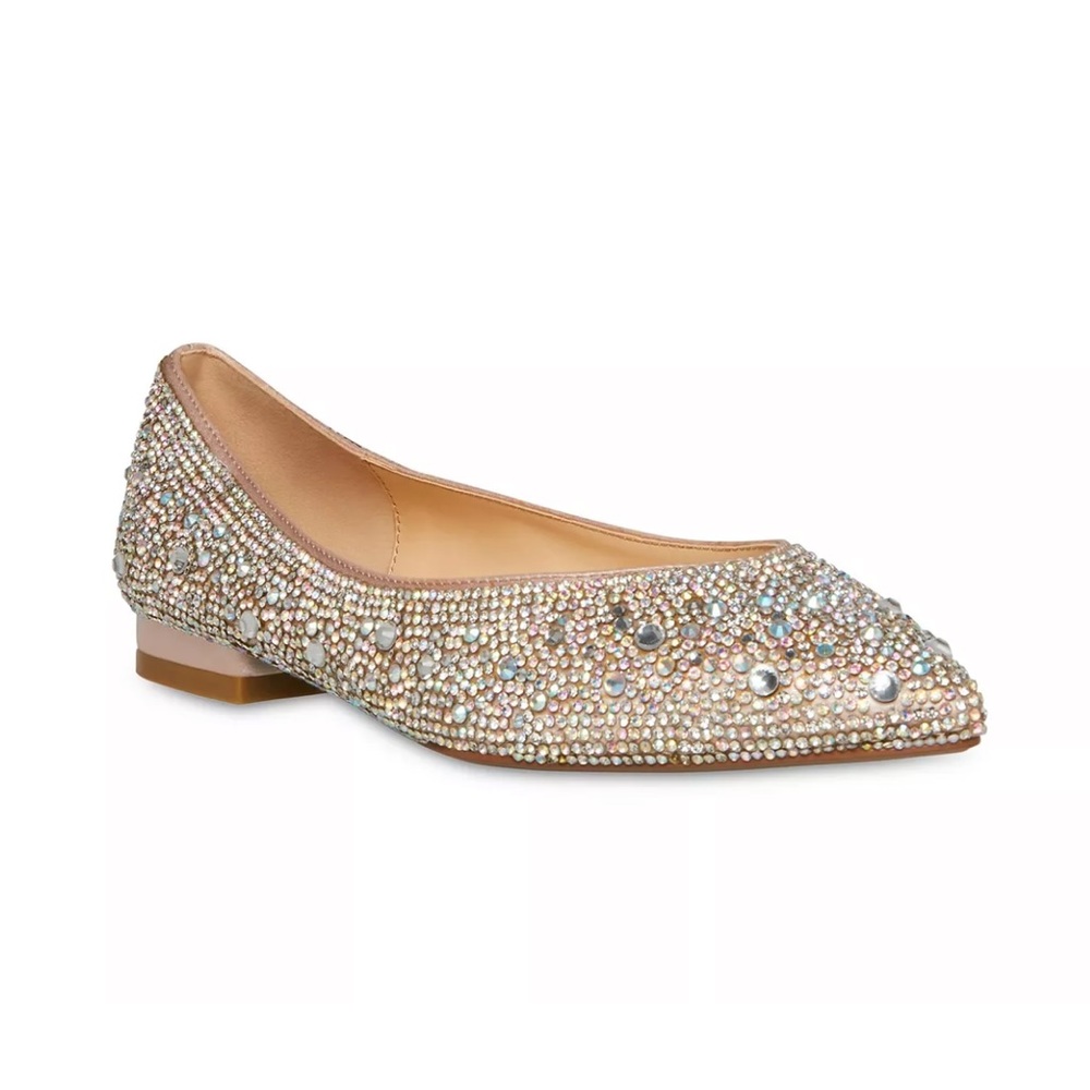 Betsey Johnson Women's Jude Evening Flats Nude Satin